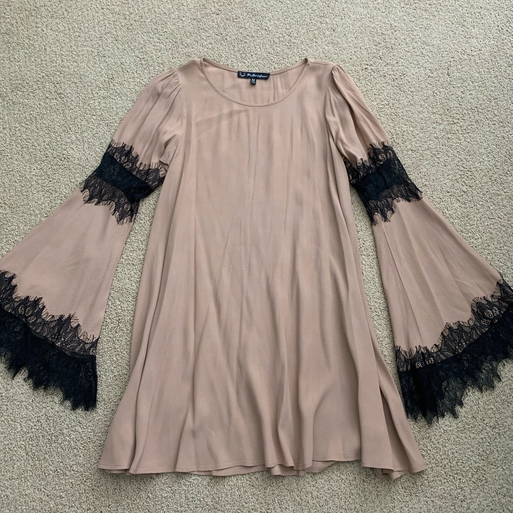 For Love and Lemons Beige and Black Lace Dress